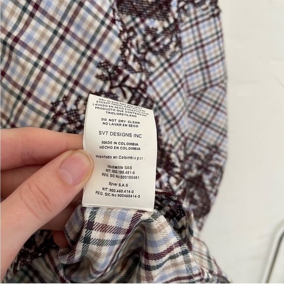 Silvia Tcherassi Basilica Embroidered Dolman Puff Sleeve Check Cotton Blouse S - Picture 12 of 12